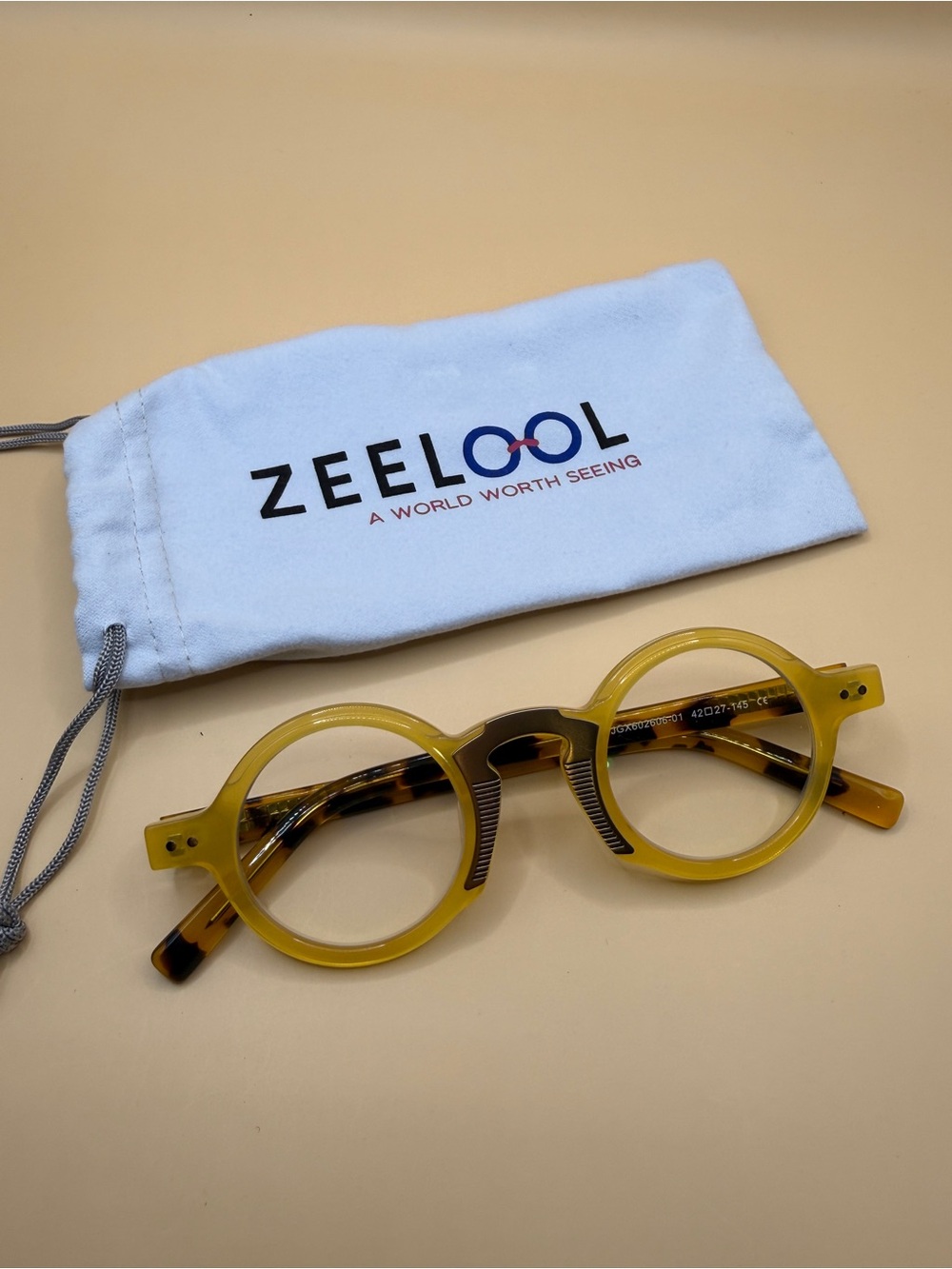 ZEELOOL Yellow Round Eyeglasses, No prescription